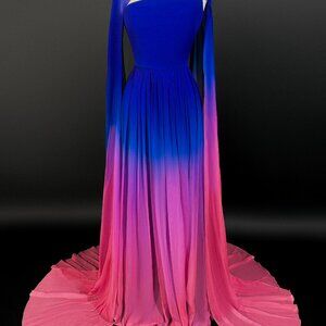Brand New US 6 Georges Hobeika Ombré Chiffon Evening Dress